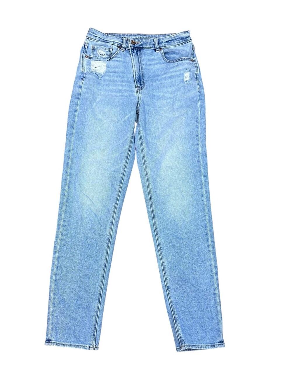 American Eagle Mom Jeans Distressed Light Blue Size 6 long